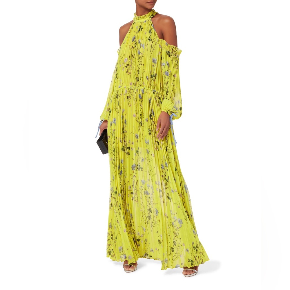 Self Portrait Yellow Cold Shoulder Long Dress